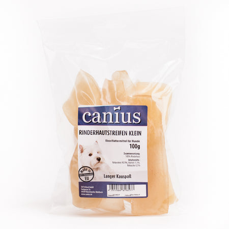 Produktbild für Canius EU Rinderhaut Streifen klein 100g Beutel
