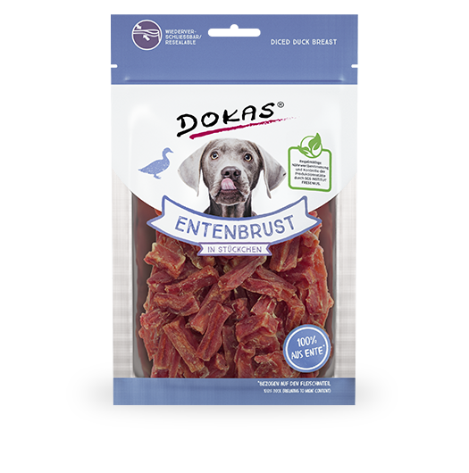 Produktbild für Dokas Dog Snack Entenbrust in Stückchen 70g Beutel