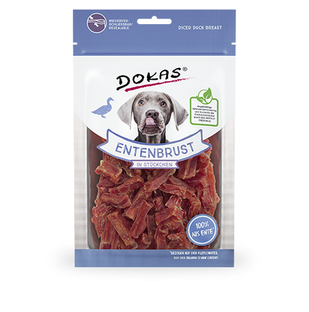 Produktbild für Dokas Dog Snack Entenbrust in Stückchen 70g Beutel