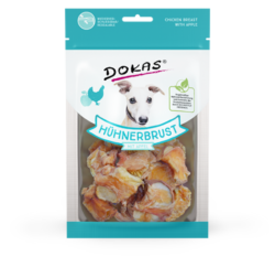 Produktbild für Dokas Dog Snack Hühnerbrustfilet mit Apfel 70g Beutel
