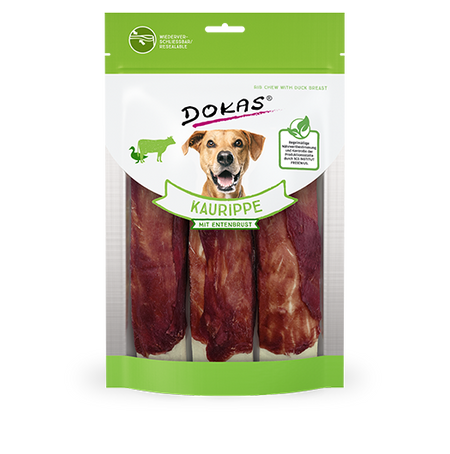 Produktbild für Dokas Dog Kaurippe mit Entenbrustfilet 210g Beutel
