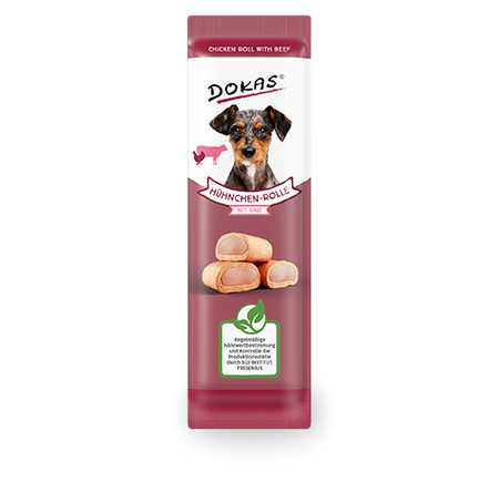 Produktbild für Dokas Dog Snack Hühnchen-Rolle mit Rind 10g Beutel