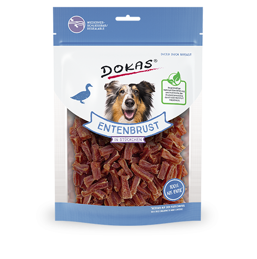 Produktbild für Dokas Dog Snack Entenbrust in Stückchen 200g Beutel