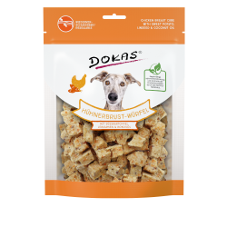 Produktbild für Dokas Dog Snack Hühnerbrust-Würfel, Süsskart 150g 