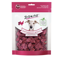 Produktbild für Dokas Dog Snack Entenbrust-Würfel, Kichererbsen 150g 