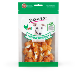 Produktbild für Dokas Dog Snack Hühnerbrust mit Kokosnuss 60g 