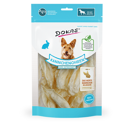 Produktbild für Dokas Dog Kaninchenohren ohne Fell getrocknet 70g Beutel