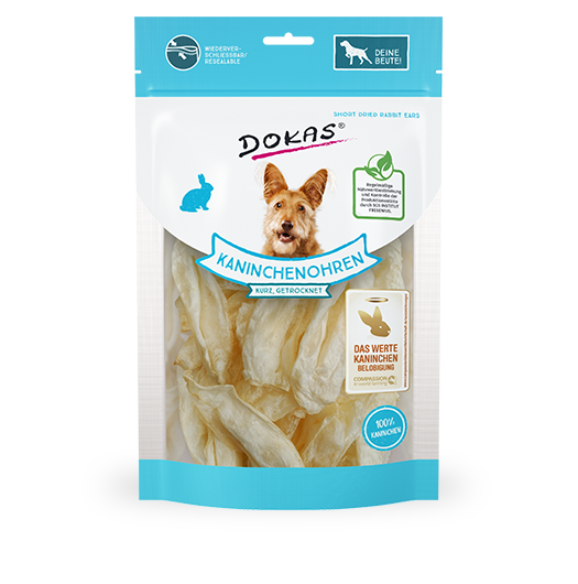 Produktbild für Dokas Dog Kaninchenohren ohne Fell getrocknet 70g Beutel