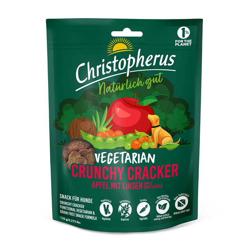 Produktbild für Christopherus Dog Crun.Snack Veget Apfel Lins 125g